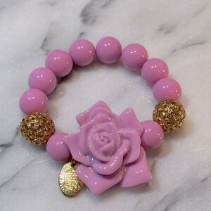 Charming Stretch‎ Pink Purple Rose Bracelet with Gold Accents by Tutti Frutti